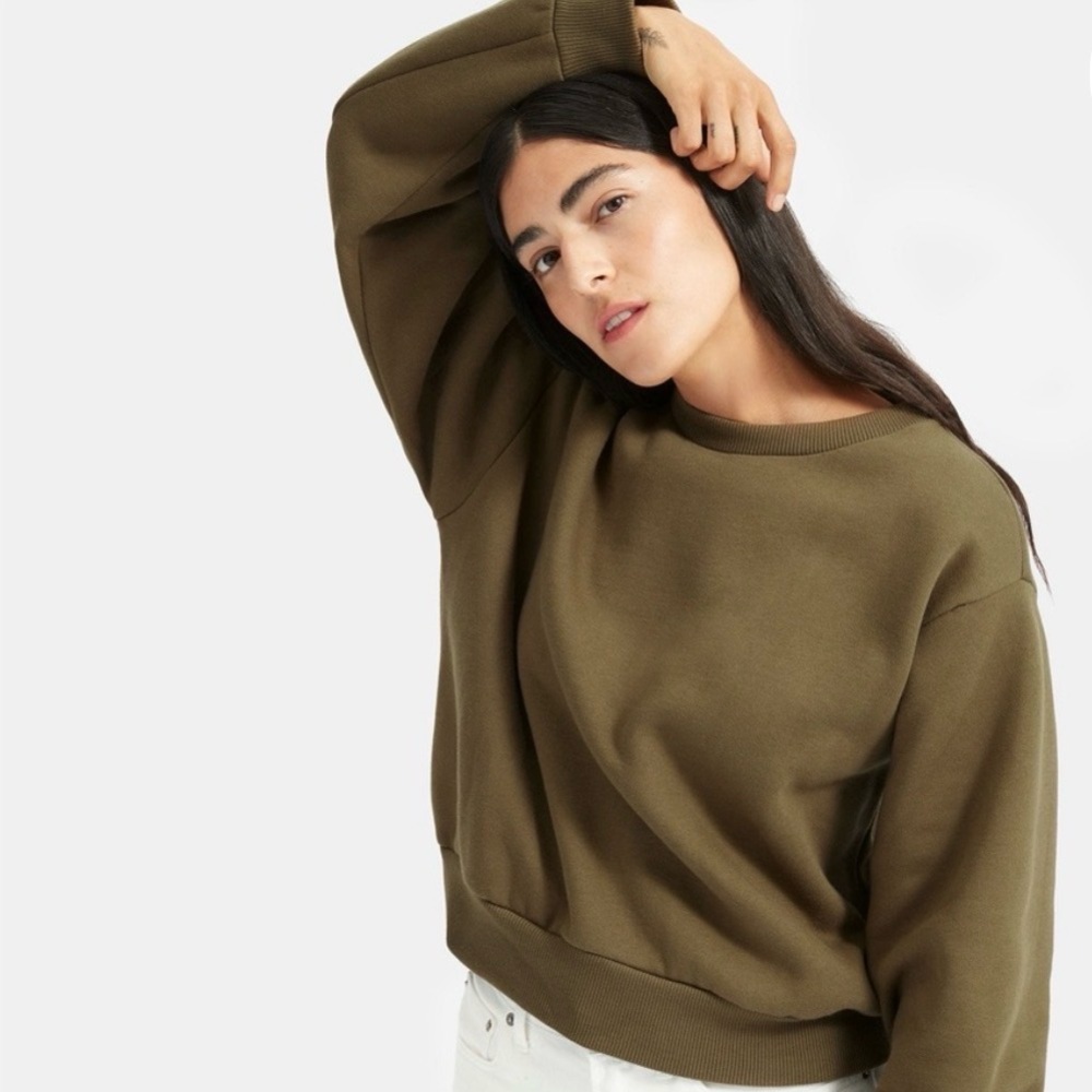 Everlane Olive Green Cropped Sweatshirt